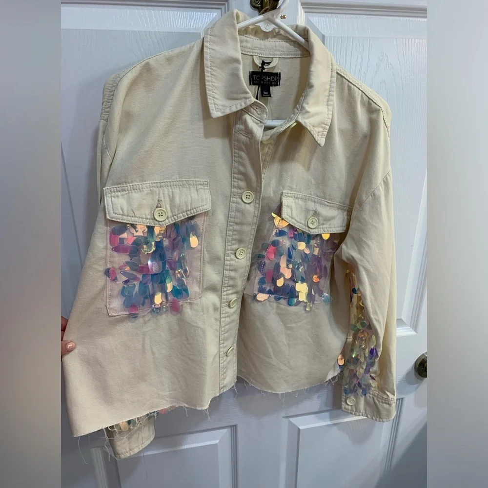 NWT Cute sparkling top shop denim jacket size small